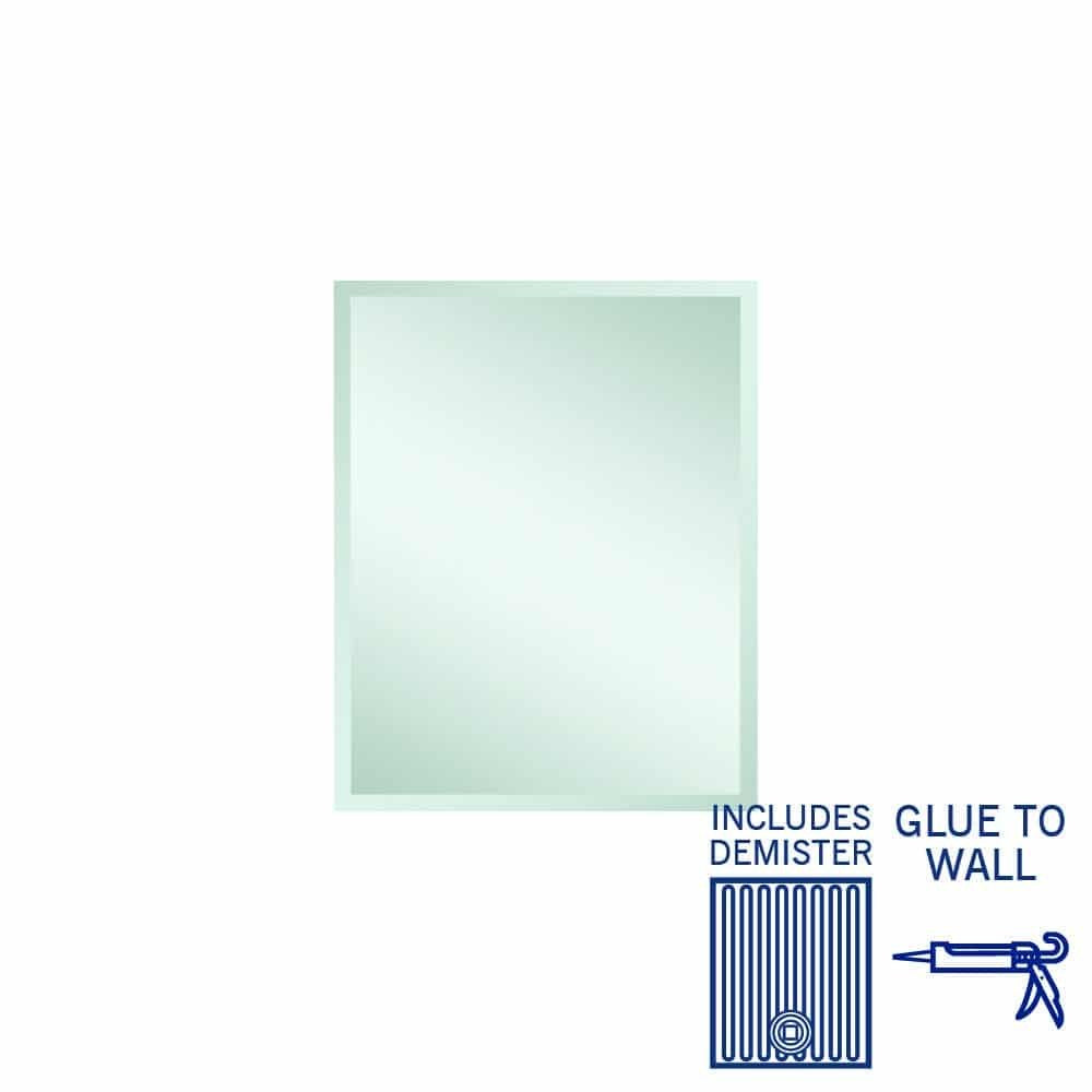 Thermogroup Montana rectangular bevel edge mirror with demister, glue-to-wall mount