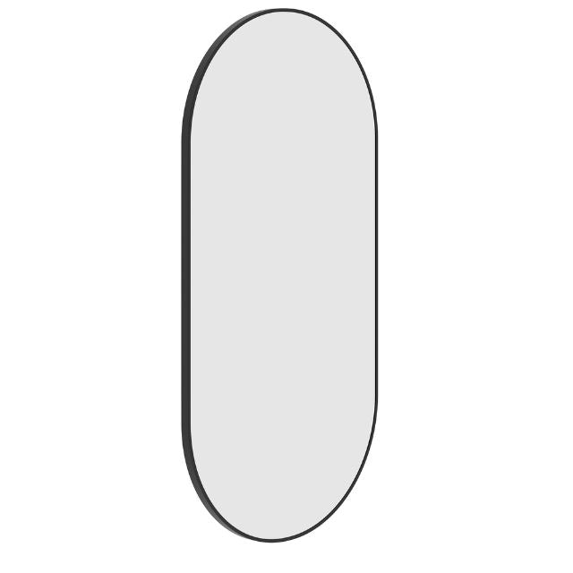Thermogroup black pill-shaped framed mirror, vertical oval wall mirror with slim black frame