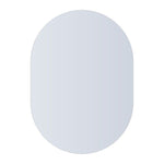 Thermogroup pill shape frameless mirror with polished edge, shown in portrait on a white background