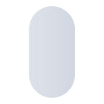 Thermogroup pill shape mirror, polished edge, frameless oval mirror in portrait view, 600 x 1200mm