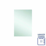 Thermogroup rectangular polished edge mirror 600x900mm with hanger fixings, front view, frameless in portrait orientation
