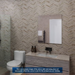 Thermogroup rectangular polished edge mirror in bathroom setting, wall mounted above vanity with black tapware