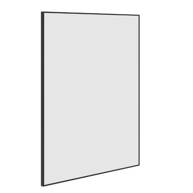 Thermogroup rectangular black framed mirror, portrait view with slimline black frame and plain white background