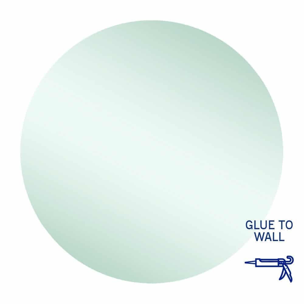 Thermogroup Rio round glue-to-wall mirror, polished edge, 900mm diameter, frameless with wall adhesive icon