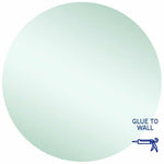 Thermogroup Rio round mirror, glue-to-wall, polished edge, frameless round mirror with glue icon on white background
