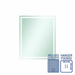 Thermogroup Sierra rectangular mirror with sandblasted border, includes demister and hanger fixings
