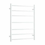 Thermogroup 7 bar heated towel rail in white satin, front view on white background
