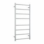Thermogroup polished stainless steel heated towel ladder, 8 bar, vertical wall-mounted view