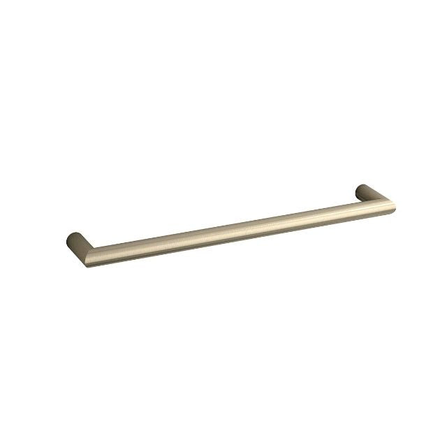Thermogroup Thermorail round single heated towel rail in brushed nickel, wall-mounted bar on white background