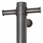 Thermogroup Thermorail vertical heated towel rail in brushed gun metal, close-up with optional top hook
