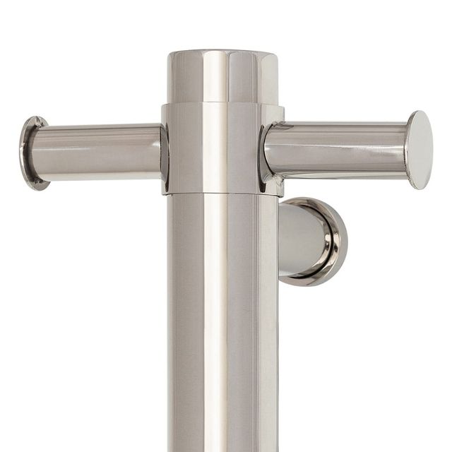 Thermogroup polished stainless steel vertical towel rail with optional hook, straight and round design