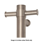 Thermogroup Thermorail vertical heated towel rail in brushed nickel, close-up detail of the round stainless steel finish