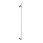 Thermogroup vertical heated towel rail in brushed nickel, slim oval design on white background