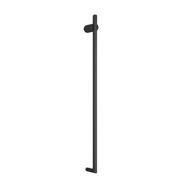 Thermogroup Thermorail vertical heated towel rail, matte black slim round single bar on white background