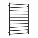 Thermogroup matte black square 10-bar heated towel ladder, straight wall-mounted rail shown front on