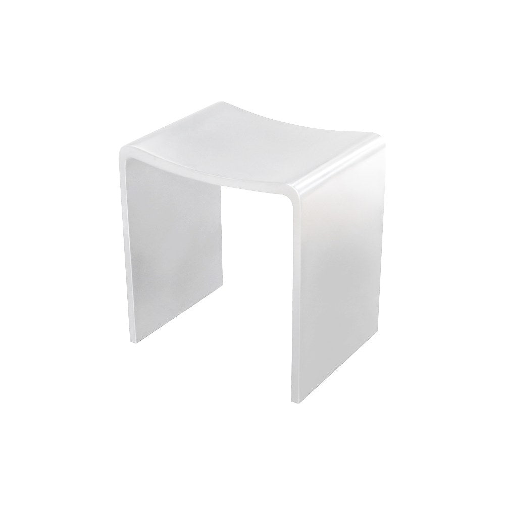Thermogroup Willow shower stool in white, solid surface acrylic with curved top and open sides