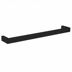Thermogroup Thermorail square single heated towel rail in matte black, 832mm, angled view on white background