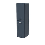 Timberline Colby wall hung tallboy in luxe graphite, slim rectangular bathroom storage cabinet with silver handles