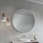 Timberline Havana round shaving cabinet with mirrored door in a modern bathroom wall setting