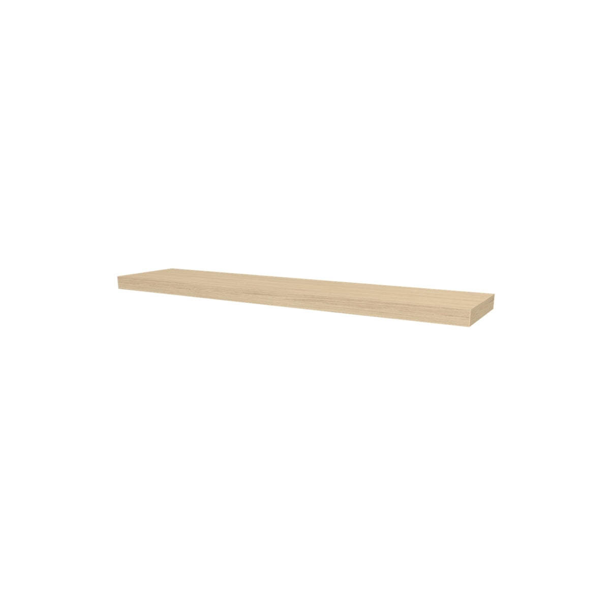 Timberline Splice Shelf 900mm in light woodgrain finish, wall-mounted bathroom shelf with square edges.