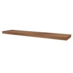 Timberline Splice 900mm wall shelf in warm woodgrain finish, shown in a simple angled product view