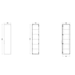 Timberline Sutherland House Deco wall hung storage cabinet technical drawing, single-door 400mm wide, 1750mm high, with five shelves shown inside