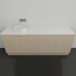 Timberline Taylor floor standing vanity with white SilkSurface top, light timber finish and round basin