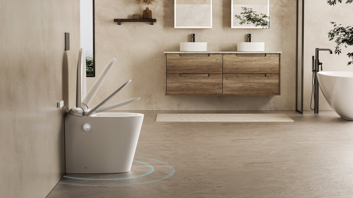 Lafeme Autolux smart toilet with the lid opening automatically