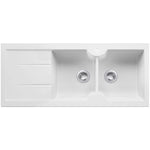 Turner Hastings Cuisine 116 x 50 Double Bowl Sink with Tap Hole - Left Hand Drainer - Matte White