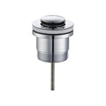 Nero Universal Project chrome pop up basin waste, round plug and threaded waste fitting on white background