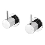 Phoenix Vivid Slimline chrome wall top assemblies, hot and cold pair with slim pin levers on round wall plates