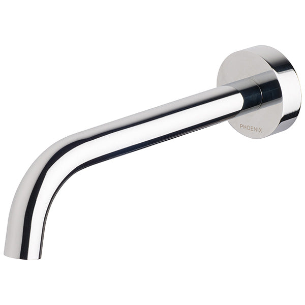 Phoenix Vivid Slimline chrome wall bath spout, slim curved outlet in polished finish