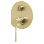 Phoenix Vivid Slimline brushed gold wall-mounted shower/bath diverter mixer with round plate and slim lever handle