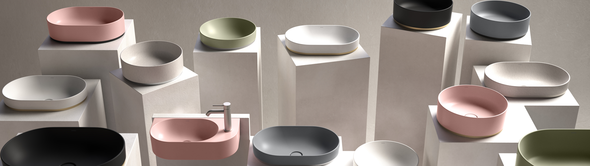 Selection of Caroma basins in various colours and shapes